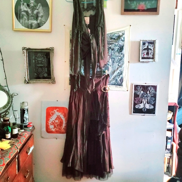 Pretty Angel Other - Boho hippie festival tiered maxi skirt and vest